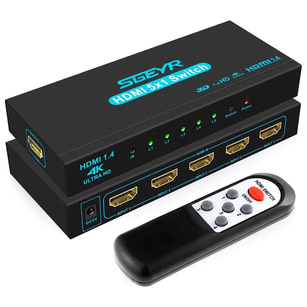 Conmutador HDMI SGEYR 5x1 HDMI Switch 5 en 1 Salida HDMI