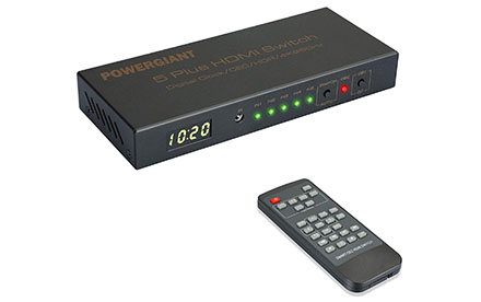 Interruptor HDMI 4K con mando a distancia, POWERGIANT 5 en 1 Salida Auto Switcher HDMI Splitter