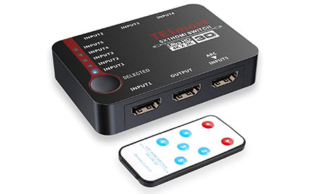 Interruptor HDMI 4K, conmutador HDMI inteligente de 5 puertos compatible con 4K, Full HD1080P, 3D con mando a distancia IR