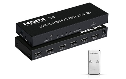 Switch Splitter 2 en 4 hacia fuera con control remoto