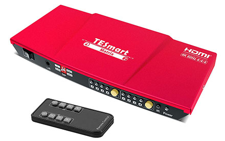 Switch Splitter, 4K@60Hz HDMI Switcher Box, 4 en 2 con IR Remote Controller Soporta HDCP 2.2 18Gbps, Ultra HD 4K x 2K, 3D, 1080p