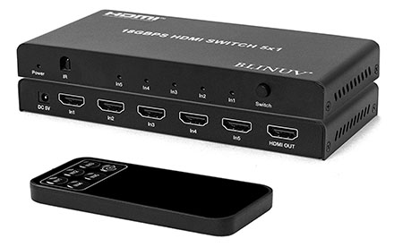 Switcher Splitter con control remoto por infrarrojos Compatible con HDR y HDCP 2.2 Compatible con 4K @ 60Hz Ultra HD 3D 2160P 1080P