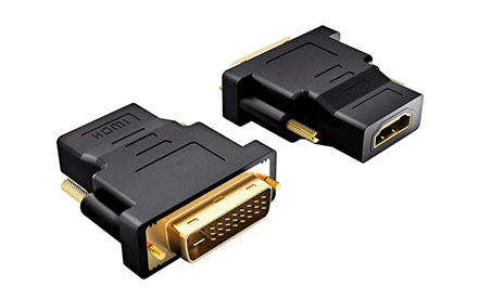 VCOM Adaptador DVI a HDMI - Adaptador DVI 24+1 Macho Chapado en Oro/HDMI Tipo-A Hembra